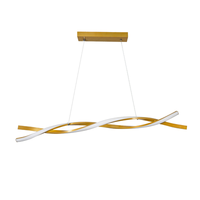 GLOBOSTAR® MORALES 61278 Μοντέρνο Κρεμαστό Φωτιστικό Οροφής LED 54W 6048lm 300° AC 220-240V IP20 Ρυθμιζόμενο Λευκό CCT με Χειριστήριο από 2700K έως 6000K Dimmable - Lumileds SMD Chip - Χρυσό Βούρτσας - Μ90 x Π14 x Υ14cm - 3 Χρόνια Εγγύηση