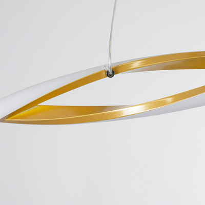 GLOBOSTAR® MORALES 61278 Μοντέρνο Κρεμαστό Φωτιστικό Οροφής LED 54W 6048lm 300° AC 220-240V IP20 Ρυθμιζόμενο Λευκό CCT με Χειριστήριο από 2700K έως 6000K Dimmable - Lumileds SMD Chip - Χρυσό Βούρτσας - Μ90 x Π14 x Υ14cm - 3 Χρόνια Εγγύηση