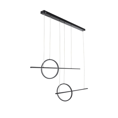 GLOBOSTAR® LINEARE 61290 Μοντέρνο Κρεμαστό Φωτιστικό Οροφής LED 67W 7504lm 300° AC 220-240V IP20 Ρυθμιζόμενο Λευκό CCT με Χειριστήριο από 2700K έως 6000K Dimmable - Lumileds SMD Chip - Μαύρο Ματ - Μ130 x Π25 x Υ60cm - 3 Χρόνια Εγγύηση
