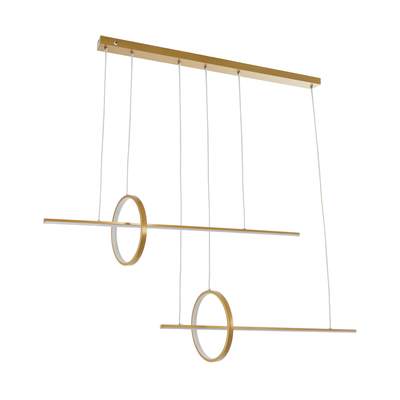 GLOBOSTAR® LINEARE 61291 Μοντέρνο Κρεμαστό Φωτιστικό Οροφής LED 67W 7504lm 300° AC 220-240V IP20 Ρυθμιζόμενο Λευκό CCT με Χειριστήριο από 2700K έως 6000K Dimmable - Lumileds SMD Chip - Χρυσό Βούρτσας - Μ130 x Π25 x Υ60cm - 3 Χρόνια Εγγύηση