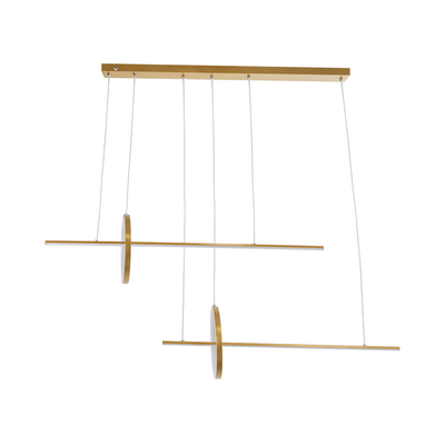 GLOBOSTAR® LINEARE 61291 Μοντέρνο Κρεμαστό Φωτιστικό Οροφής LED 67W 7504lm 300° AC 220-240V IP20 Ρυθμιζόμενο Λευκό CCT με Χειριστήριο από 2700K έως 6000K Dimmable - Lumileds SMD Chip - Χρυσό Βούρτσας - Μ130 x Π25 x Υ60cm - 3 Χρόνια Εγγύηση