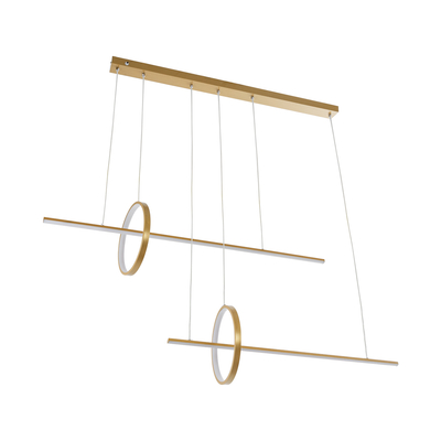 GLOBOSTAR® LINEARE 61291 Μοντέρνο Κρεμαστό Φωτιστικό Οροφής LED 67W 7504lm 300° AC 220-240V IP20 Ρυθμιζόμενο Λευκό CCT με Χειριστήριο από 2700K έως 6000K Dimmable - Lumileds SMD Chip - Χρυσό Βούρτσας - Μ130 x Π25 x Υ60cm - 3 Χρόνια Εγγύηση