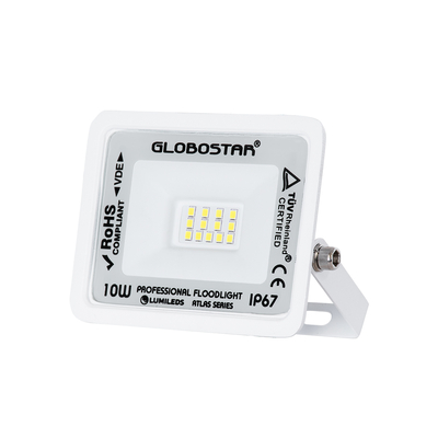 GLOBOSTAR® ATLAS 61404 Προβολέας LED 10W 1250lm 120° AC 220-240V Αδιάβροχο IP67 Ψυχρό Λευκό 6000K - Lumileds SMD Chip - TÜV Rheinland Certified - Λευκό Ματ - Μ10 x Π2 x Υ8cm - 5 Χρόνια Εγγύηση