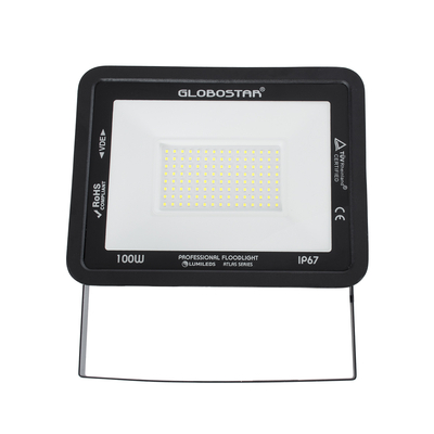 GLOBOSTAR® ATLAS 61425 Προβολέας LED 100W 12500lm 120° AC 220-240V Αδιάβροχο IP67 Ψυχρό Λευκό 6000K - Lumileds SMD Chip - TÜV Rheinland Certified - Μαύρο Ματ - Μ27 x Π4 x Υ21cm - 5 Χρόνια Εγγύηση