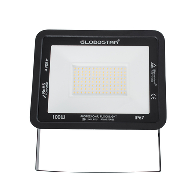 GLOBOSTAR® ATLAS 61427 Προβολέας LED 100W 11500lm 120° AC 220-240V Αδιάβροχο IP67 Θερμό Λευκό 2700K - Lumileds SMD Chip - TÜV Rheinland Certified - Μαύρο Ματ - Μ27 x Π4 x Υ21cm - 5 Χρόνια Εγγύηση