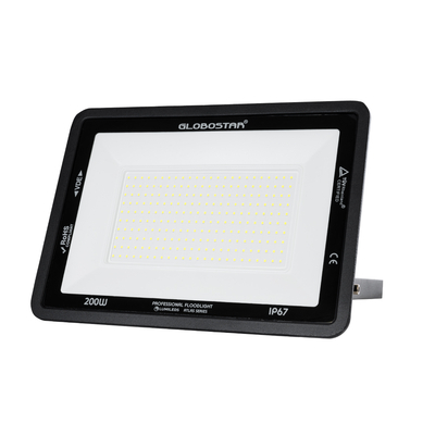 GLOBOSTAR® ATLAS 61431 Προβολέας LED 200W 25000lm 120° AC 220-240V Αδιάβροχο IP67 Ψυχρό Λευκό 6000K - Lumileds SMD Chip - TÜV Rheinland Certified - Μαύρο Ματ - Μ38 x Π4 x Υ28cm - 5 Χρόνια Εγγύηση
