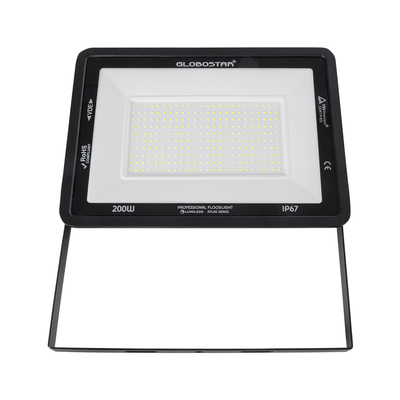 GLOBOSTAR® ATLAS 61431 Προβολέας LED 200W 25000lm 120° AC 220-240V Αδιάβροχο IP67 Ψυχρό Λευκό 6000K - Lumileds SMD Chip - TÜV Rheinland Certified - Μαύρο Ματ - Μ38 x Π4 x Υ28cm - 5 Χρόνια Εγγύηση