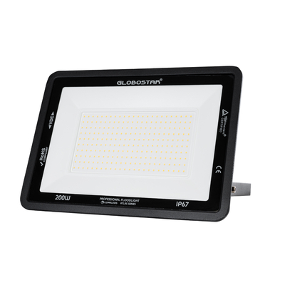 GLOBOSTAR® ATLAS 61433 Προβολέας LED 200W 23000lm 120° AC 220-240V Αδιάβροχο IP67 Θερμό Λευκό 2700K - Lumileds SMD Chip - TÜV Rheinland Certified - Μαύρο Ματ - Μ38 x Π4 x Υ28cm - 5 Χρόνια Εγγύηση