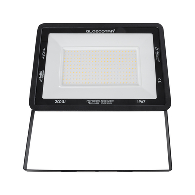 GLOBOSTAR® ATLAS 61433 Προβολέας LED 200W 23000lm 120° AC 220-240V Αδιάβροχο IP67 Θερμό Λευκό 2700K - Lumileds SMD Chip - TÜV Rheinland Certified - Μαύρο Ματ - Μ38 x Π4 x Υ28cm - 5 Χρόνια Εγγύηση