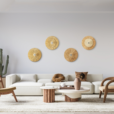 GLOBOSTAR® COLOMBO 02284 Boho Φωτιστικό Τοίχου - Απλίκα με Ντουί 1 x E27 AC 220-240V IP20 - Μπεζ - Μ40 x Π40 x Υ9cm