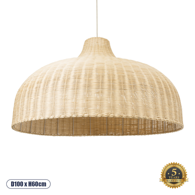 GLOBOSTAR® AFURU 01829 Boho Κρεμαστό Φωτιστικό Οροφής με Ντουί 1 x E27 AC 220-240V IP20 - Μπεζ - Μ100 x Π100 x Υ60cm