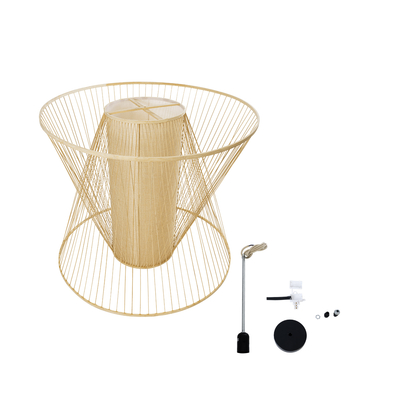 GLOBOSTAR® HIBISCUS 01926 Boho Κρεμαστό Φωτιστικό Οροφής με Ντουί 1 x E27 AC 220-240V IP20 - Μπεζ - Μ100 x Π100 x Υ90cm