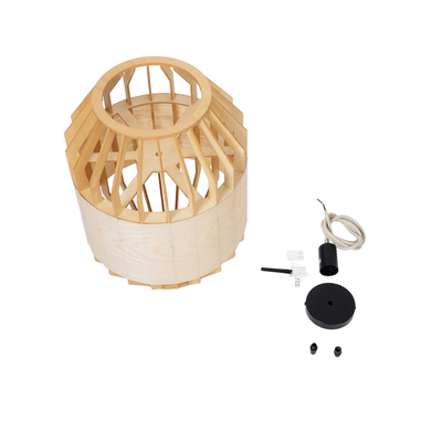 GLOBOSTAR® GALIA 02220 Boho Κρεμαστό Φωτιστικό Οροφής με Ντουί 1 x E27 AC 220-240V IP20 - Μπεζ & Καφέ - Μ30 x Π30 x Υ40cm