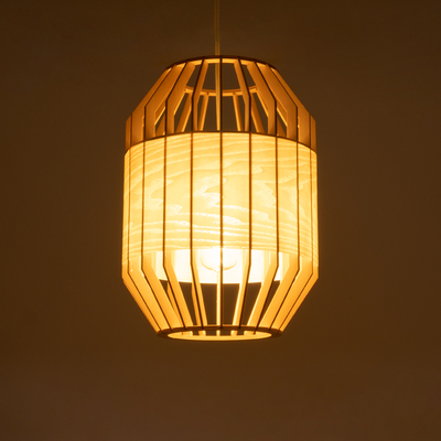 GLOBOSTAR® GALIA 02220 Boho Κρεμαστό Φωτιστικό Οροφής με Ντουί 1 x E27 AC 220-240V IP20 - Μπεζ & Καφέ - Μ30 x Π30 x Υ40cm