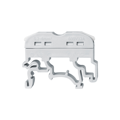 GloboStar® FAST-CONNECT 69900 Μονή Κλέμα Ράγας Ταχείας Σύνδεσης & Διακλάδωσης Καλωδίων για Ηλεκτρολογικούς Πίνακες - 1 x Είσοδος & 1 x Έξοδος με Συμβατή Διατομή Καλωδίων 0.2mm² έως 4mm² - 600V 32A Max - Μ4.5 x Π1 x Υ3.2cm - Γκρι & Λευκό - Πακέτο 10 Τεμαχίων - 5 Years Warranty