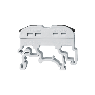 GloboStar® FAST-CONNECT 69901 Μονή Κλέμα Ράγας Ταχείας Σύνδεσης & Διακλάδωσης Καλωδίων για Ηλεκτρολογικούς Πίνακες - 1 x Είσοδος & 1 x Έξοδος με Συμβατή Διατομή Καλωδίων 0.2mm² έως 4mm² - 600V 32A Max - Μ4.5 x Π1 x Υ3.2cm - Γκρι & Μαύρο - Πακέτο 10 Τεμαχίων - 5 Years Warranty