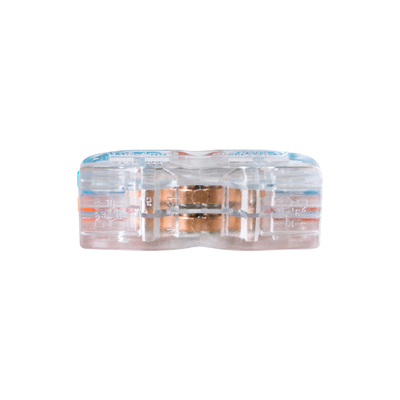 GLOBOSTAR® FAST-CONNECT 69907 Διπλή Κλέμα Ταχείας Σύνδεσης & Διακλάδωσης Καλωδίων - 2 x Είσοδοι & 2 x Έξοδοι με Συμβατή Διατομή Καλωδίων 0.08mm² έως 2.5mm² - 250V/4KV 32A Max IP20 - Διάφανο με Πορτοκαλί & Μπλε - Μ2 x Π4 x Υ1.5cm - Πακέτο 5 Τεμαχίων