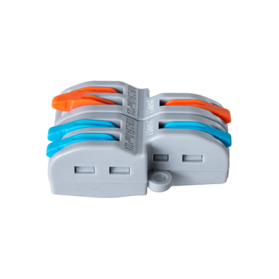 GLOBOSTAR® FAST-CONNECT 69913 Διπλή σε Τετραπλή Κλέμα Ταχείας Σύνδεσης & Διακλάδωσης Καλωδίων - 2 x Είσοδοι & 4 x Έξοδοι με Συμβατή Διατομή Καλωδίων 0.08mm² έως 2.5mm² - 250V/4KV 32A Max IP20 - Γκρι με Πορτοκαλί & Μπλε - Μ2.6 x Π4 x Υ1.5cm - Πακέτο 5 Τεμαχίων