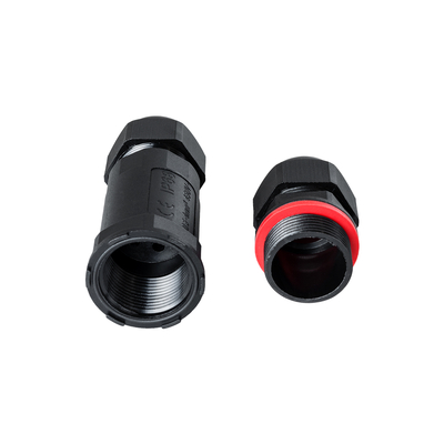 GloboStar® FAST-CONNECT 69916 Διπλός Ι Αδιάβροχος IP68 Σύνδεσμος Ταχείας Σύνδεσης & Διακλάδωσης Καλωδίων - 1 x Είσοδος & 1 x Έξοδος - Εσωτερική Τριπλή Κλέμα με Συμβατή Διατομή Καλωδίων 3 x 0.5mm² έως 3 x 4mm² - 450V 24A Max - Φ3 x Υ10.5cm - Μαύρο - 5 Years Warranty