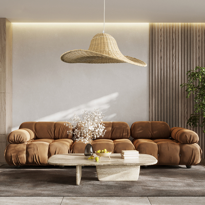 GLOBOSTAR® ESPARGOS 02214 Boho Κρεμαστό Φωτιστικό Οροφής με Ντουί 1 x E27 AC 220-240V IP20 - Μπεζ - Μ70 x Π70 x Υ35cm