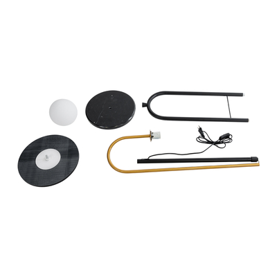 GLOBOSTAR® CORDELIA 02024 Μοντέρνο Επιδαπέδιο Φωτιστικό με Ντουί 1 x E27 AC 220-240V IP20 - Μαύρο & Χρυσό - Μ30 x Π38 x Υ180cm