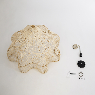 GLOBOSTAR® ADEJE 02211 Boho Κρεμαστό Φωτιστικό Οροφής με Ντουί 1 x E27 AC 220-240V IP20 - Μπεζ - Μ80 x Π80 x Υ55cm