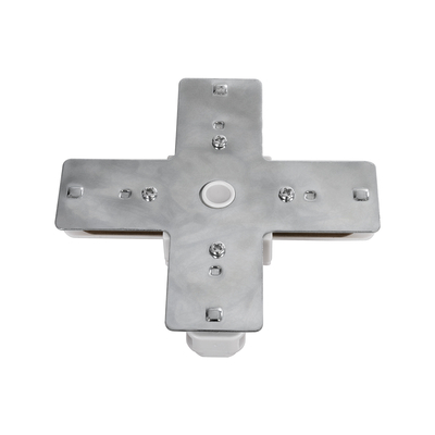 GloboStar® 2L-EUROTRACK 60910 Αντάπτορας +(Σταυρός) - Μονοφασικός 2 Καλωδίων για όλες τις Ράγες EUROTRACK AC 220-240V IP20 Μ10.7 x Π10.7 x Υ1.5cm - EUROTRACK® System 1L+1N - Θερμοπλαστικό - Λευκό - 5 Χρόνια Εγγύηση