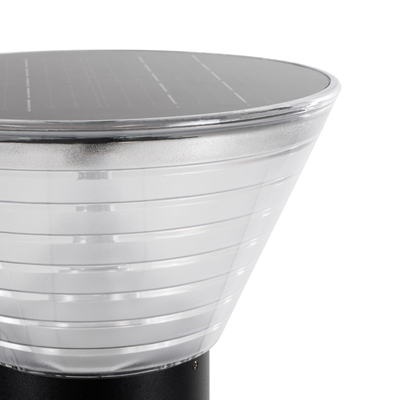 GLOBOSTAR® VEGGIE 90525 Φωτιστικό Κολωνάκι Κήπου LED 10W 330lm 120° με Ενσωματωμένο Φωτοβολταϊκό Panel 6V 2W & Επαναφορτιζόμενη Μπαταρία Li-ion 3.2V 1800mAh με Αισθητήρα Ημέρας-Νύχτας Αδιάβροχο IP65 Ψυχρό Λευκό 6000K - Γκρι Ανθρακί - Μ23 x Π23 x Υ60cm - 2 Χρόνια Εγγύηση