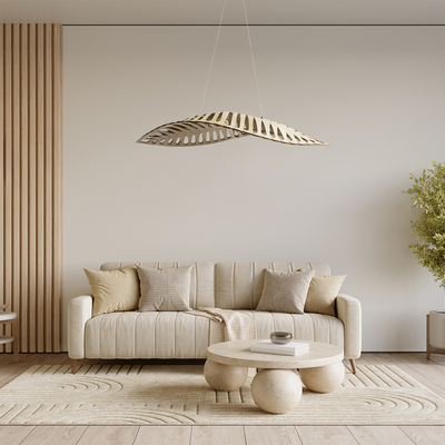 GLOBOSTAR® NANI 02285 Μοντέρνο Κρεμαστό Φωτιστικό Οροφής LED 36W 2880lm 120° AC 220-240V IP20 Φυσικό Λευκό 4500K - Lumileds SMD Chip - Μπεζ - Μ120 x Π48 x Υ18cm - 2 Χρόνια Εγγύηση