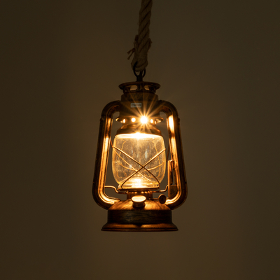 GLOBOSTAR® BARBAROSSA 01706 Vintage Κρεμαστό Φωτιστικό Οροφής με Ντουί 1 x E27 AC 220-240V IP20 - Χάλκινο Εφέ Σκουριάς - Μ18 x Π18 x Υ28cm