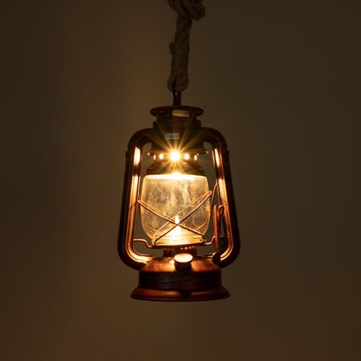 GLOBOSTAR® BARBAROSSA 01707 Vintage Κρεμαστό Φωτιστικό Οροφής με Ντουί 1 x E27 AC 220-240V IP20 - Χάλκινο - Μ18 x Π18 x Υ28cm