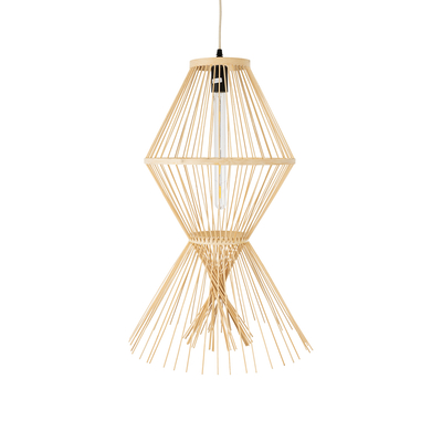 GLOBOSTAR® YOSHI 01928 Boho Κρεμαστό Φωτιστικό Οροφής με Ντουί 1 x E27 AC 220-240V IP20 - Μπεζ - Μ35 x Π35 x Υ60cm