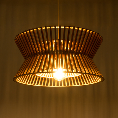 GLOBOSTAR® BIMINI 02287 Boho Κρεμαστό Φωτιστικό Οροφής με Ντουί 1 x E27 AC 220-240V IP20 - Καφέ - Μ45 x Π45 x Υ20cm