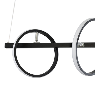 GLOBOSTAR® CIRCOLARE 61319 Μοντέρνο Κρεμαστό Φωτιστικό Οροφής LED 75W 8400lm 360° AC 220-240V IP20 Ρυθμιζόμενο Λευκό CCT με Χειριστήριο από 2700K έως 6000K Dimmable - Lumileds SMD Chip - Μαύρο Ματ - Μ120 x Π25 x Υ25cm - 3 Χρόνια Εγγύηση