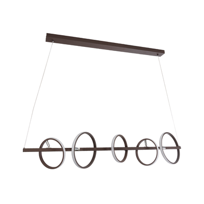 GLOBOSTAR® CIRCOLARE 61321 Μοντέρνο Κρεμαστό Φωτιστικό Οροφής LED 75W 8400lm 360° AC 220-240V IP20 Ρυθμιζόμενο Λευκό CCT με Χειριστήριο από 2700K έως 6000K Dimmable - Lumileds SMD Chip - Καφέ - Μ120 x Π25 x Υ25cm - 3 Χρόνια Εγγύηση