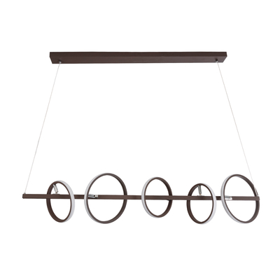 GLOBOSTAR® CIRCOLARE 61321 Μοντέρνο Κρεμαστό Φωτιστικό Οροφής LED 75W 8400lm 360° AC 220-240V IP20 Ρυθμιζόμενο Λευκό CCT με Χειριστήριο από 2700K έως 6000K Dimmable - Lumileds SMD Chip - Καφέ - Μ120 x Π25 x Υ25cm - 3 Χρόνια Εγγύηση