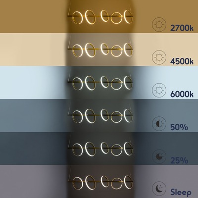 GLOBOSTAR® CIRCOLARE 61322 Μοντέρνο Κρεμαστό Φωτιστικό Οροφής LED 75W 8400lm 360° AC 220-240V IP20 Ρυθμιζόμενο Λευκό CCT με Χειριστήριο από 2700K έως 6000K Dimmable - Lumileds SMD Chip - Χρυσό - Μ120 x Π25 x Υ25cm - 3 Χρόνια Εγγύηση