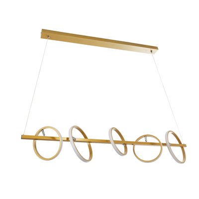 GLOBOSTAR® CIRCOLARE 61322 Μοντέρνο Κρεμαστό Φωτιστικό Οροφής LED 75W 8400lm 360° AC 220-240V IP20 Ρυθμιζόμενο Λευκό CCT με Χειριστήριο από 2700K έως 6000K Dimmable - Lumileds SMD Chip - Χρυσό - Μ120 x Π25 x Υ25cm - 3 Χρόνια Εγγύηση