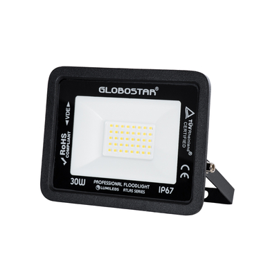 GLOBOSTAR® ATLAS 61417 Προβολέας LED 30W 3600lm 120° AC 220-240V Αδιάβροχο IP67 Φυσικό Λευκό 4500K - Lumileds SMD Chip - TÜV Rheinland Certified - Μαύρο Ματ - Μ16 x Π2.5 x Υ12.5cm - 5 Χρόνια Εγγύηση