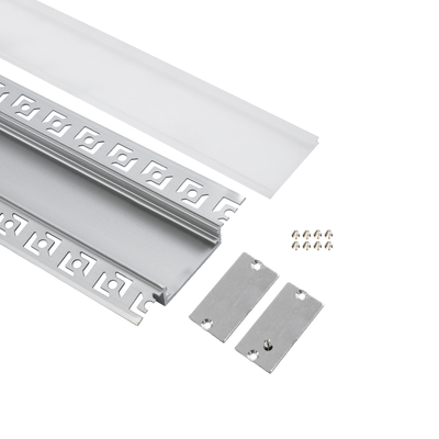 GLOBOSTAR® ALP-PLASTERIN GYPSO 70861-3M Χωνευτό Προφίλ Αλουμινίου Ειδικό για Γυψοσανίδα με Λευκό Γαλακτερό Πατητό Κάλυμμα για Ταινίες LED IP20 - Ασημί & Λευκό - Μ300 x Π7.8 x Υ1.4cm - Πακέτο 5 Τεμαχίων