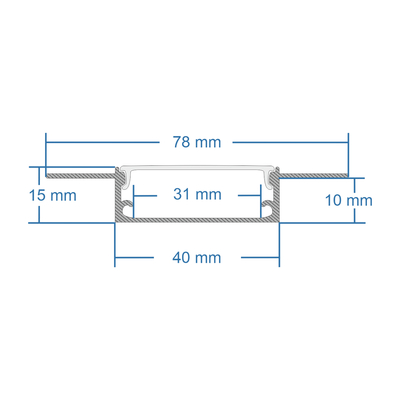 GLOBOSTAR® ALP-PLASTERIN GYPSO 70861-3M Χωνευτό Προφίλ Αλουμινίου Ειδικό για Γυψοσανίδα με Λευκό Γαλακτερό Πατητό Κάλυμμα για Ταινίες LED IP20 - Ασημί & Λευκό - Μ300 x Π7.8 x Υ1.4cm - Πακέτο 5 Τεμαχίων