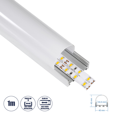 GloboStar® SURFACEPENDANT-PROFILE 70870-1M Προφίλ Αλουμινίου - Βάση & Ψύκτρα Ταινίας LED με Λευκό Γαλακτερό Κάλυμμα - Επιφανειακή & Κρεμαστή Χρήση - Πατητό Κάλυμμα - Ασημί - 1 Μέτρα - Μ100 x Π4.5 x Υ4.2cm