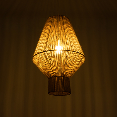 GLOBOSTAR® CAYMAN 01853 Boho Κρεμαστό Φωτιστικό Οροφής με Ντουί 1 x E27 AC 220-240V IP20 - Μπεζ - Μ40 x Π40 x Υ60cm