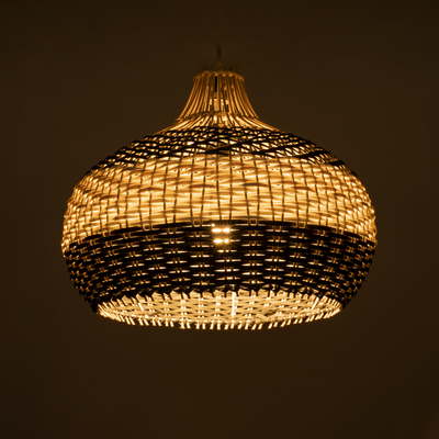 GLOBOSTAR® BARBADOS 01946 Boho Κρεμαστό Φωτιστικό Οροφής με Ντουί 1 x E27 AC 220-240V IP20 - Μπεζ & Λαδί - Μ40 x Π40 x Υ34cm