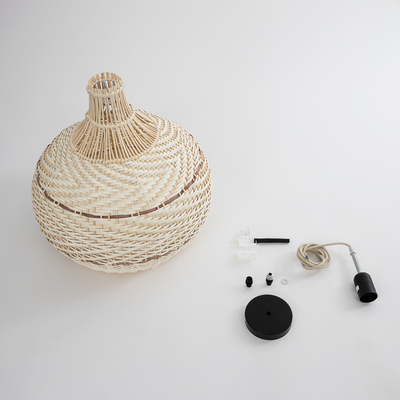 GLOBOSTAR® SANTACRUZ 01950 Boho Κρεμαστό Φωτιστικό Οροφής με Ντουί 1 x E27 AC 220-240V IP20 - Μπεζ & Καφέ - Μ40 x Π40 x Υ40cm