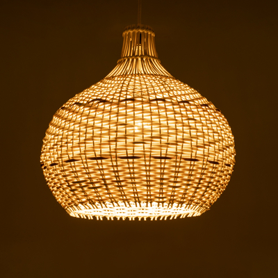 GLOBOSTAR® SANTACRUZ 01950 Boho Κρεμαστό Φωτιστικό Οροφής με Ντουί 1 x E27 AC 220-240V IP20 - Μπεζ & Καφέ - Μ40 x Π40 x Υ40cm