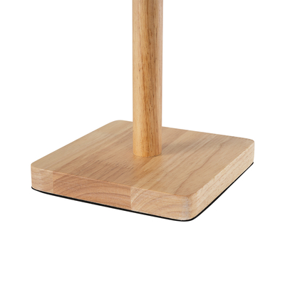 GloboStar® KOLIPE 02039 Μοντέρνο Επιτραπέζιο Φωτιστικό Πορτατίφ Μονόφωτο 1 x E27 IP20 Μπεζ Ξύλο με Μαύρο Ύφασμα - Μ20 x Π20 x Υ38cm