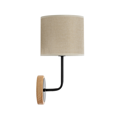 GLOBOSTAR® MANU 02043 Μοντέρνο Φωτιστικό Τοίχου - Απλίκα με Ντουί 1 x E27 AC 220-240V IP20 - Μαύρο & Μπεζ - Μ18 x Π20 x Υ37cm