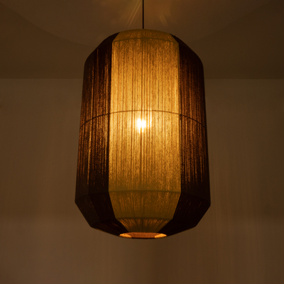 GLOBOSTAR® SALERNO 02076 Boho Κρεμαστό Φωτιστικό Οροφής με Ντουί 1 x E27 AC 220-240V IP20 - Μπεζ & Καφέ - Μ50 x Π50 x Υ80cm