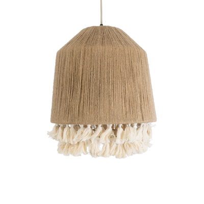 GLOBOSTAR® PUERTORICO 02092 Boho Κρεμαστό Φωτιστικό Οροφής με Ντουί 1 x E27 AC 220-240V IP20 - Μπεζ & Λευκό - Μ40 x Π40 x Υ45cm